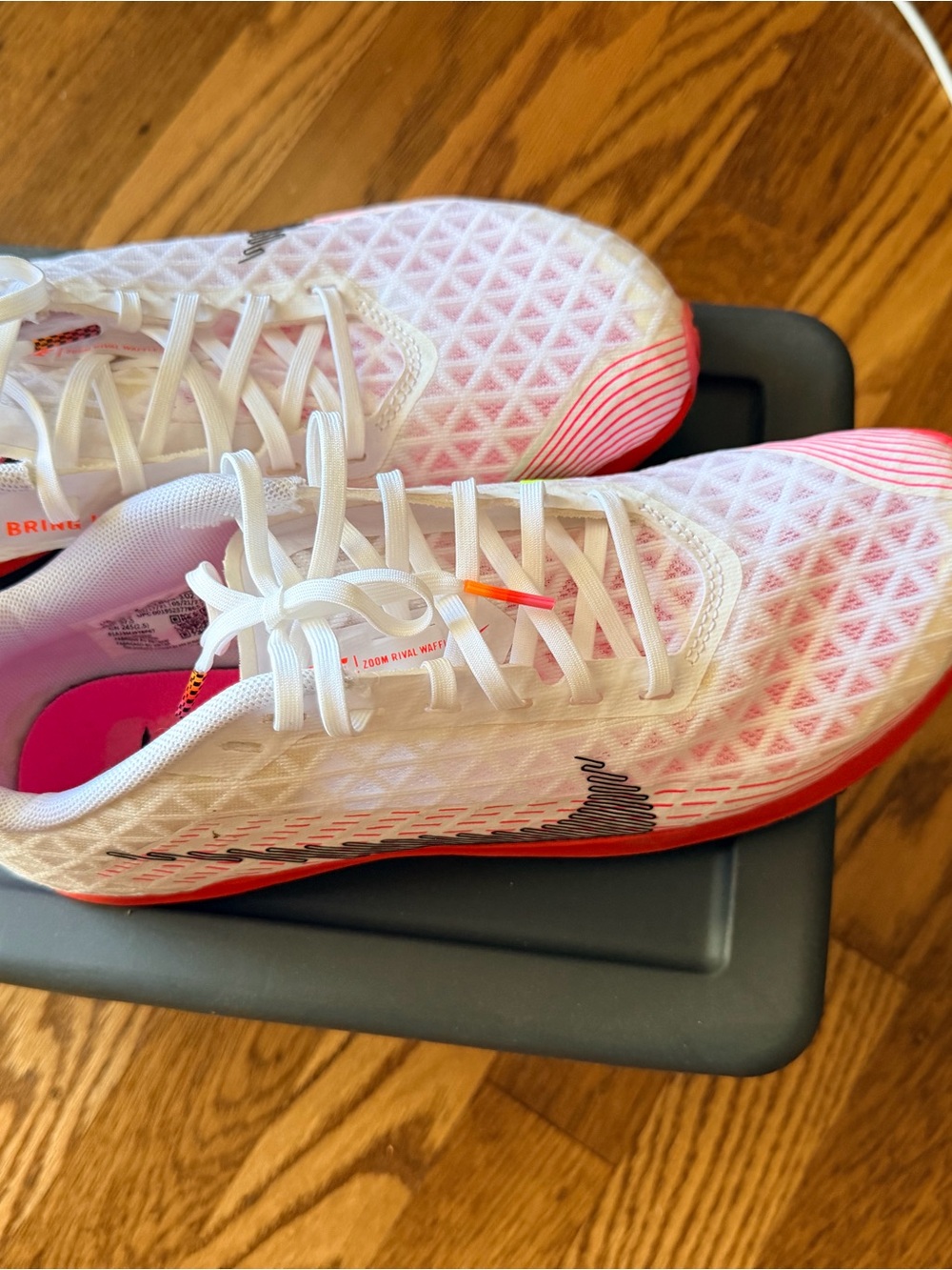 Nike Women's White Running Shoes with Pink and Neon Accents - Picture 3 of 6